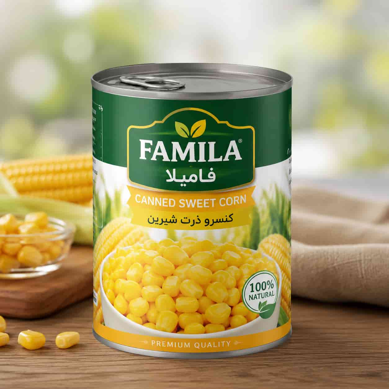 کنسرو ذرت فامیلا مناسب مصرف خانگی و رستورانی